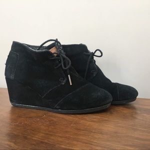 Toms Black wedge booties